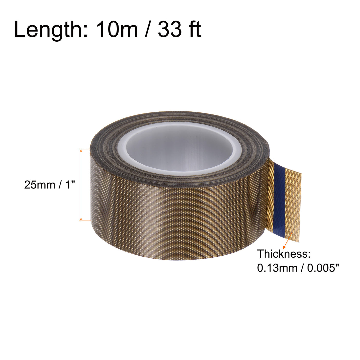 Harfington Fabric PTFE Tape 0.04" x 33ft PTFE Adhesive Tape 0.13mm Thickness Dark Brown