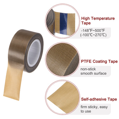 Harfington Fabric PTFE Tape 0.04" x 33ft PTFE Adhesive Tape 0.13mm Thickness Dark Brown