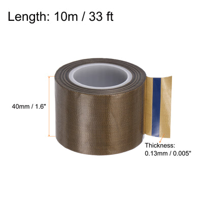 Harfington Fabric PTFE Tape 1.6" x 33ft PTFE Adhesive Tape 0.13mm Thickness Dark Brown