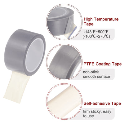 Harfington Fabric PTFE Tape 2" x 108ft PTFE Adhesive Tape 0.08mm Thickness Grey