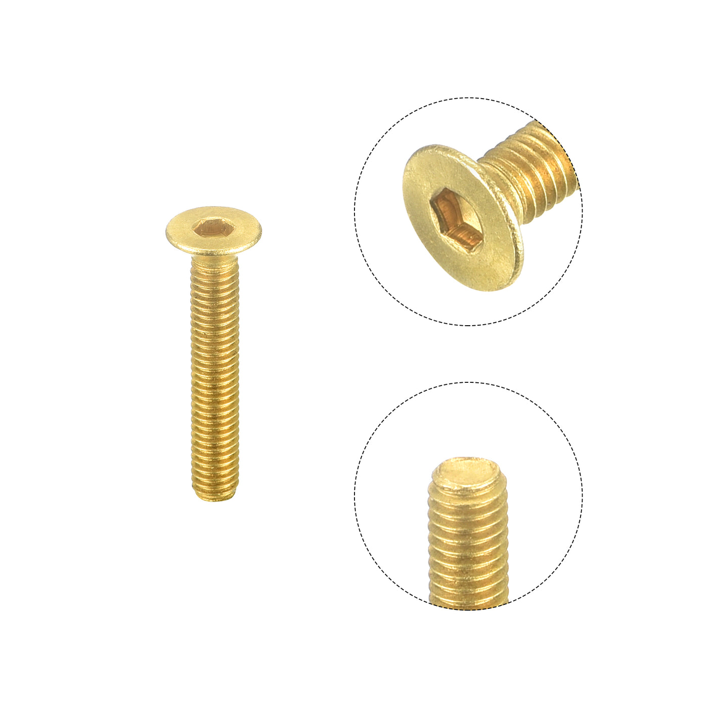 uxcell Uxcell Flat Head Socket Cap Screws, M3-0.5 x 18mm Brass Inner Hex Drive Fasteners Bolts 20Pcs