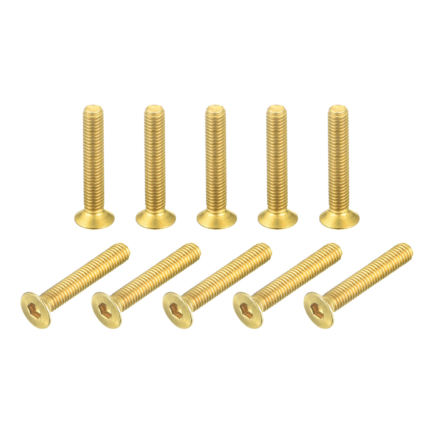 uxcell Uxcell Flat Head Socket Cap Screws, M3-0.5 x 18mm Brass Inner Hex Drive Fasteners Bolts 20Pcs