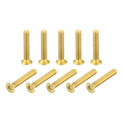 Harfington Uxcell Flat Head Socket Cap Screws, M3-0.5 x 18mm Brass Inner Hex Drive Fasteners Bolts 20Pcs