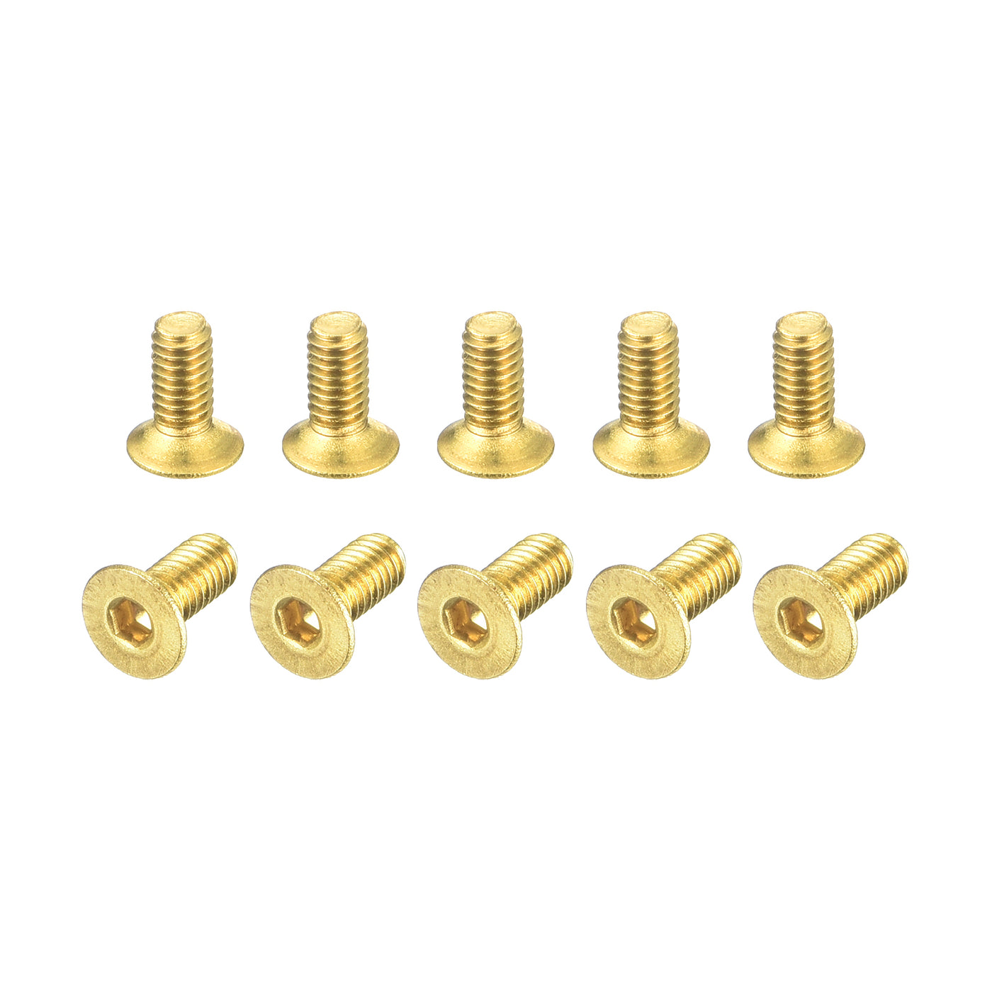 uxcell Uxcell Flat Head Socket Cap Screws, M2.5-0.45 x 6mm Brass Inner Hex Drive Fasteners Bolts 48Pcs