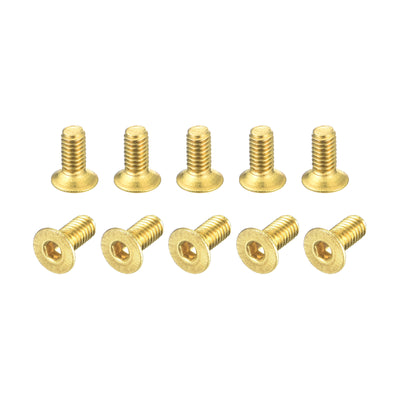 Harfington Uxcell Flat Head Socket Cap Screws, M2.5-0.45 x 6mm Brass Inner Hex Drive Fasteners Bolts 48Pcs