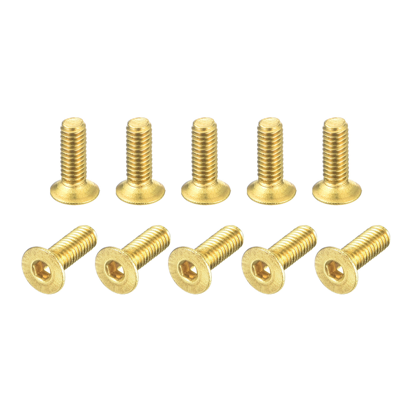 uxcell Uxcell Flat Head Socket Cap Screws, M2.5-0.45 x 8mm Brass Inner Hex Drive Fasteners Bolts 48Pcs