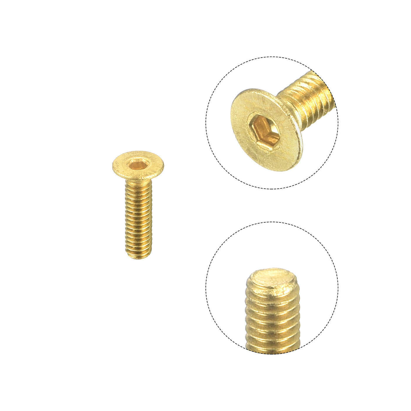 uxcell Uxcell Flat Head Socket Cap Screws, M2.5-0.45 x 10mm Brass Inner Hex Drive Fasteners Bolts 48Pcs