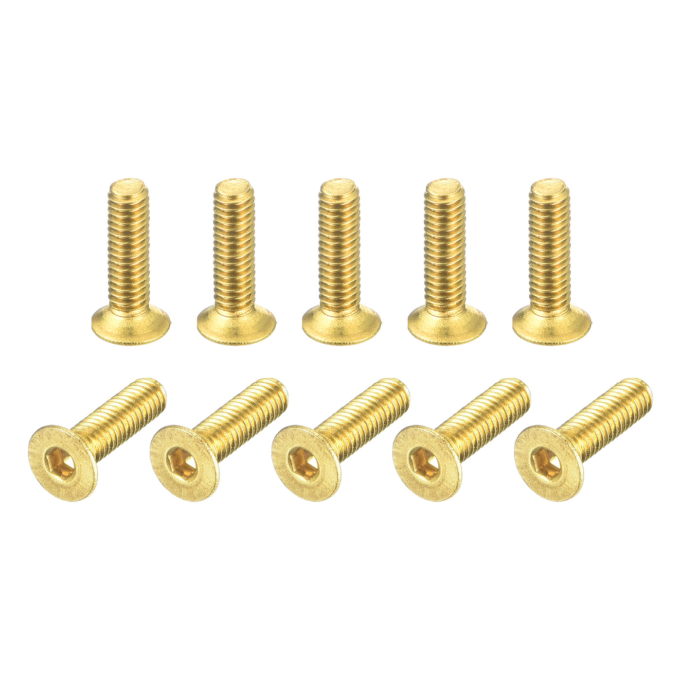 uxcell Uxcell Flat Head Socket Cap Screws, M2.5-0.45 x 10mm Brass Inner Hex Drive Fasteners Bolts 48Pcs