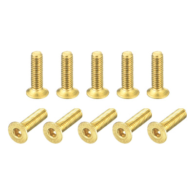 Harfington Uxcell Flat Head Socket Cap Screws, M2.5-0.45 x 10mm Brass Inner Hex Drive Fasteners Bolts 48Pcs