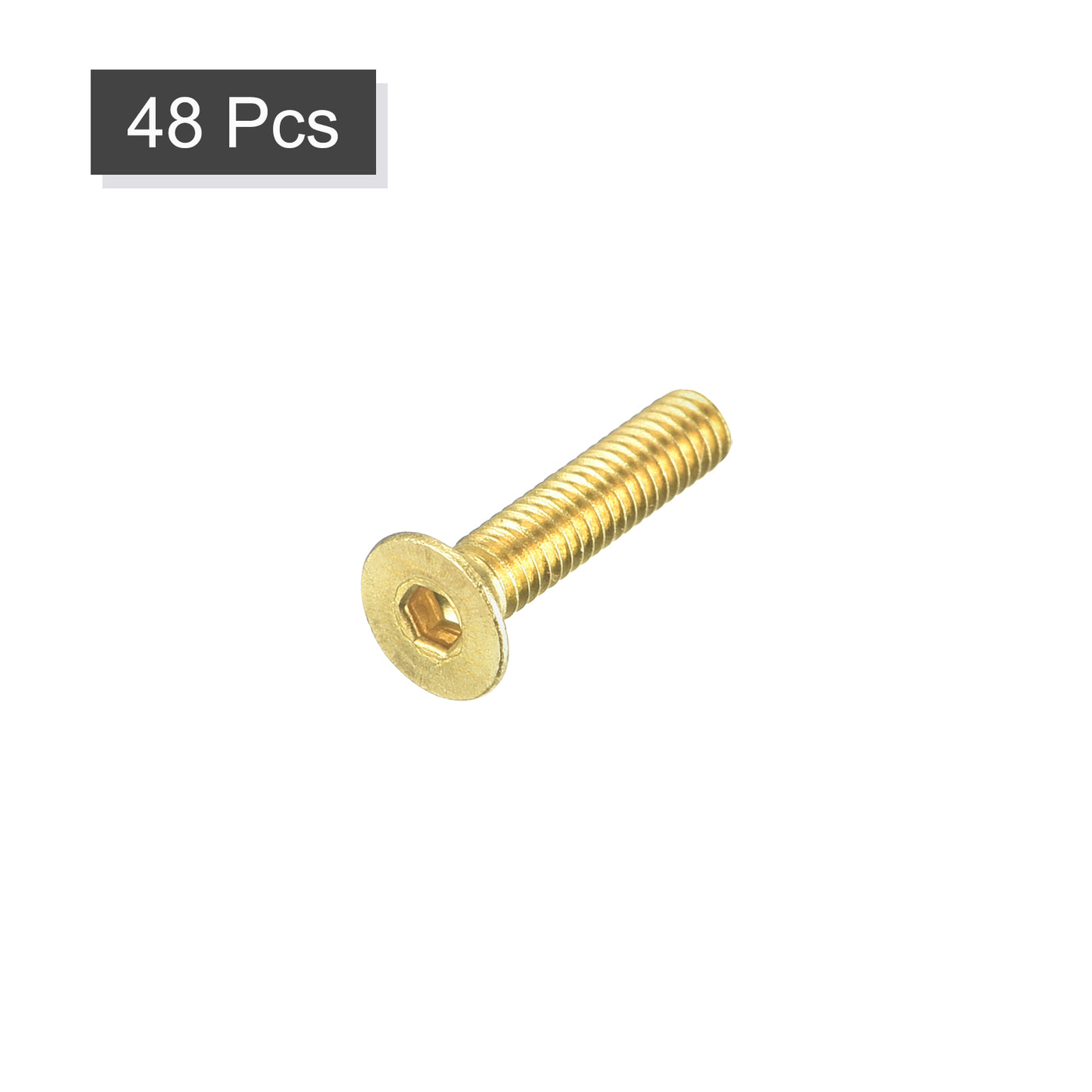 uxcell Uxcell Flat Head Socket Cap Screws, M2.5-0.45 x 12mm Brass Inner Hex Drive Fasteners Bolts 48Pcs