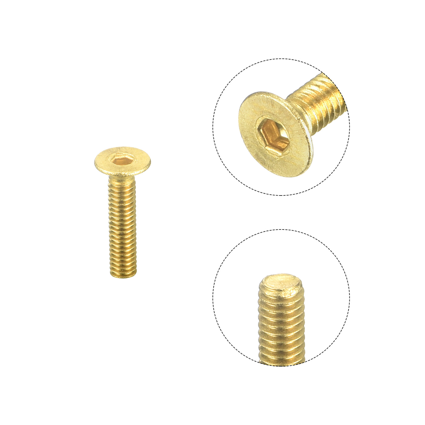 uxcell Uxcell Flat Head Socket Cap Screws, M2.5-0.45 x 12mm Brass Inner Hex Drive Fasteners Bolts 48Pcs