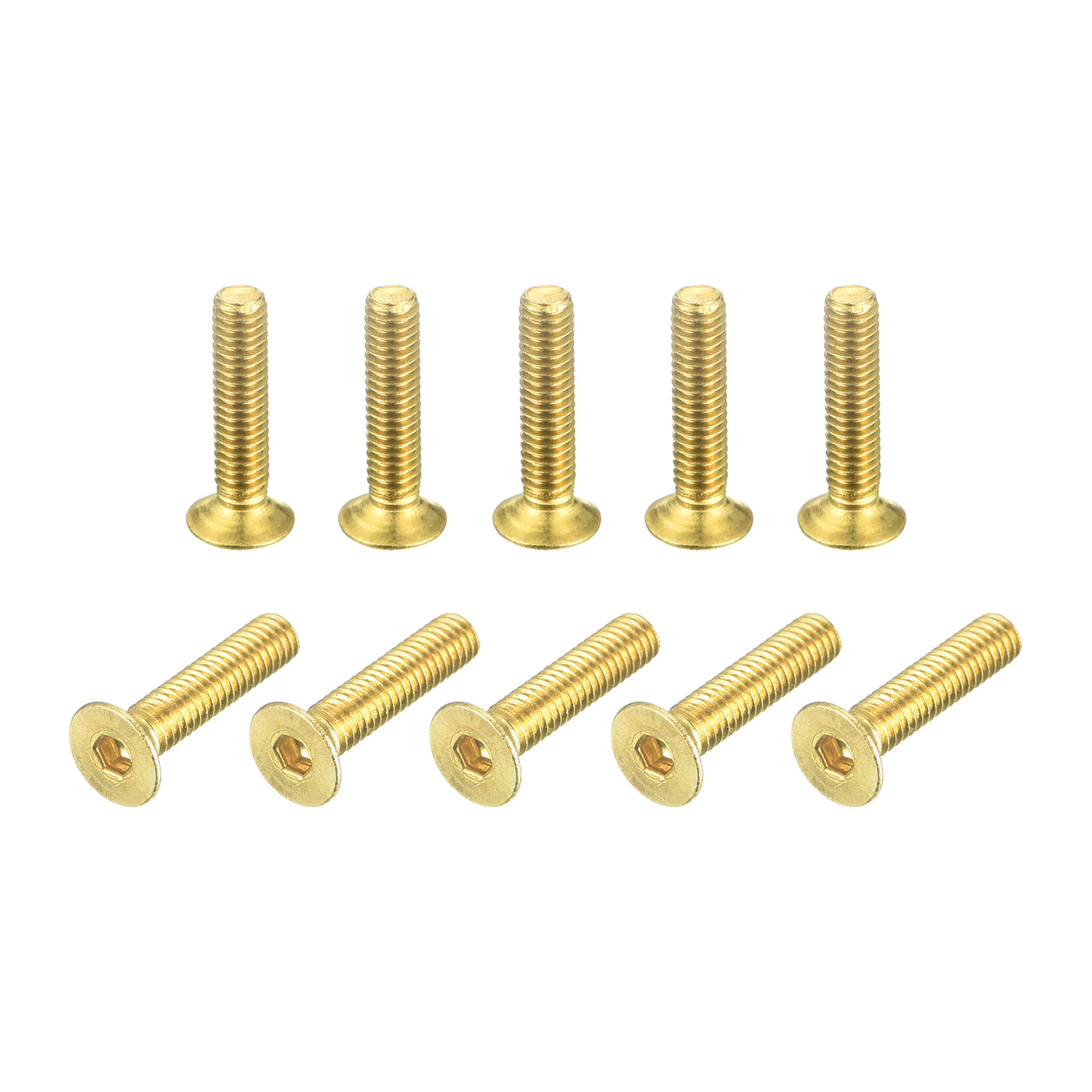 uxcell Uxcell Flat Head Socket Cap Screws, M2.5-0.45 x 12mm Brass Inner Hex Drive Fasteners Bolts 48Pcs