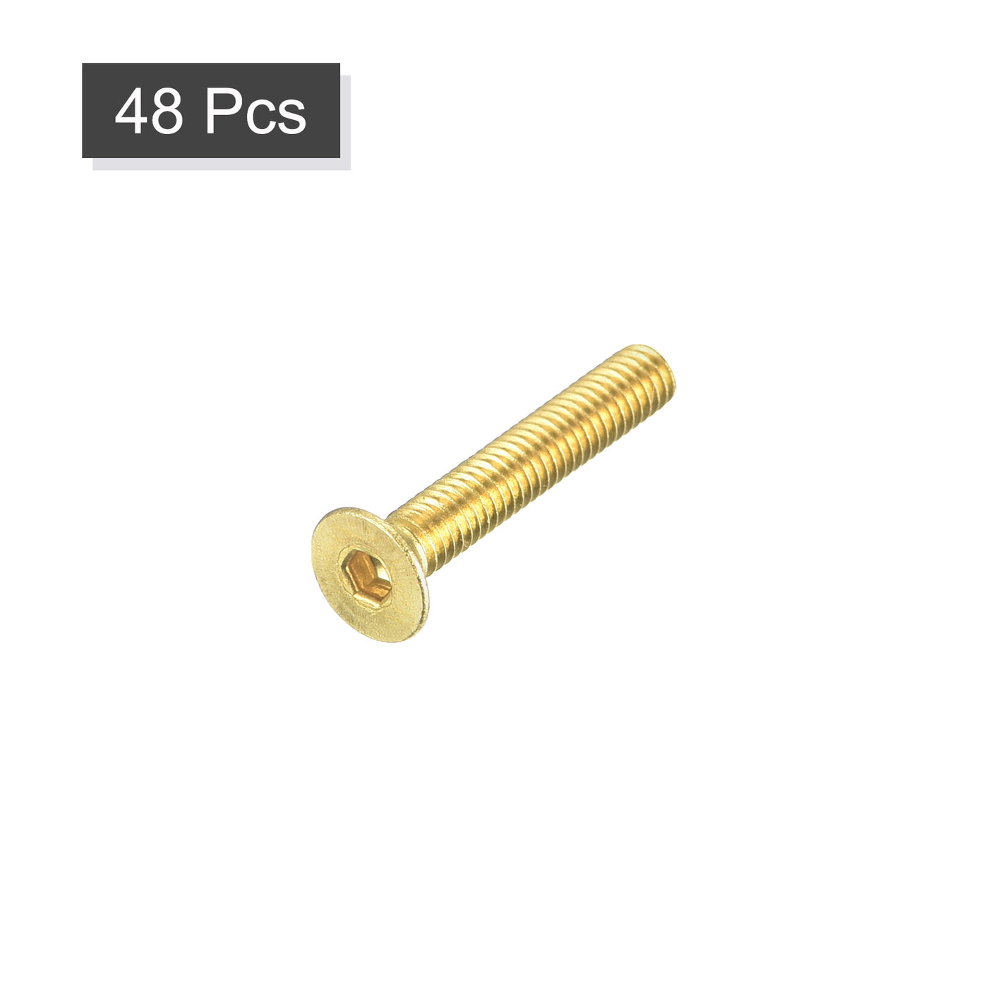 uxcell Uxcell Flat Head Socket Cap Screws, M2.5-0.45 x 16mm Brass Inner Hex Drive Fasteners Bolts 48Pcs