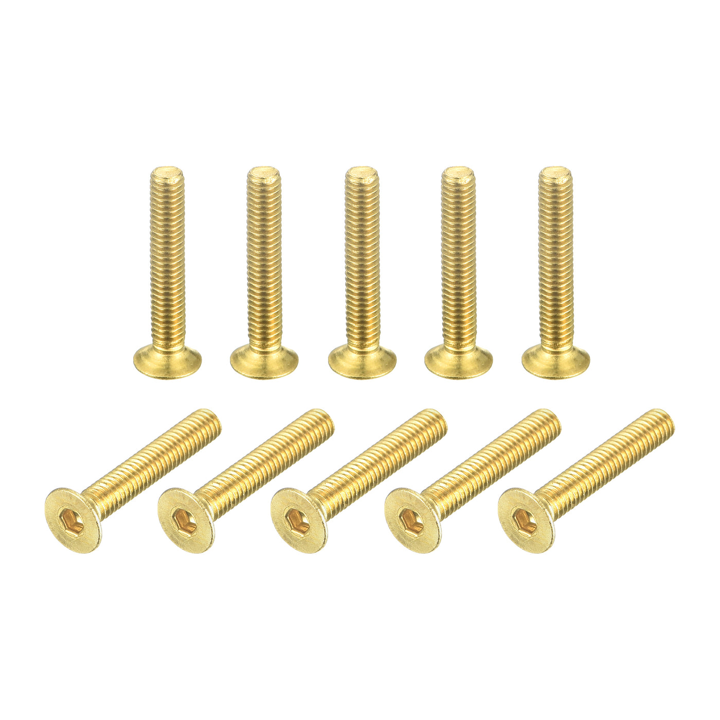 uxcell Uxcell Flat Head Socket Cap Screws, M2.5-0.45 x 16mm Brass Inner Hex Drive Fasteners Bolts 48Pcs