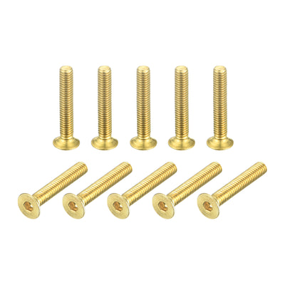 Harfington Uxcell Flat Head Socket Cap Screws, M2.5-0.45 x 16mm Brass Inner Hex Drive Fasteners Bolts 48Pcs