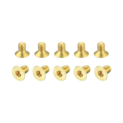 Harfington Uxcell Flat Head Socket Cap Screws, M3-0.5 x 5mm Brass Inner Hex Drive Fasteners Bolts 48Pcs