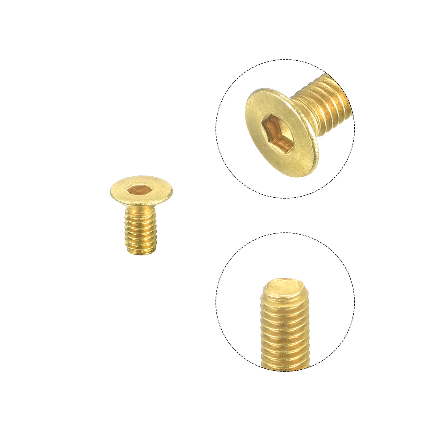 uxcell Uxcell Flat Head Socket Cap Screws, M3-0.5 x 6mm Brass Inner Hex Drive Fasteners Bolts 48Pcs