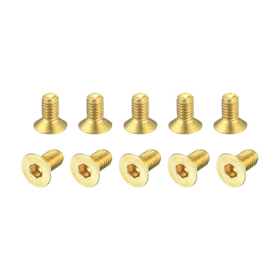 Harfington Uxcell Flat Head Socket Cap Screws, M3-0.5 x 6mm Brass Inner Hex Drive Fasteners Bolts 48Pcs