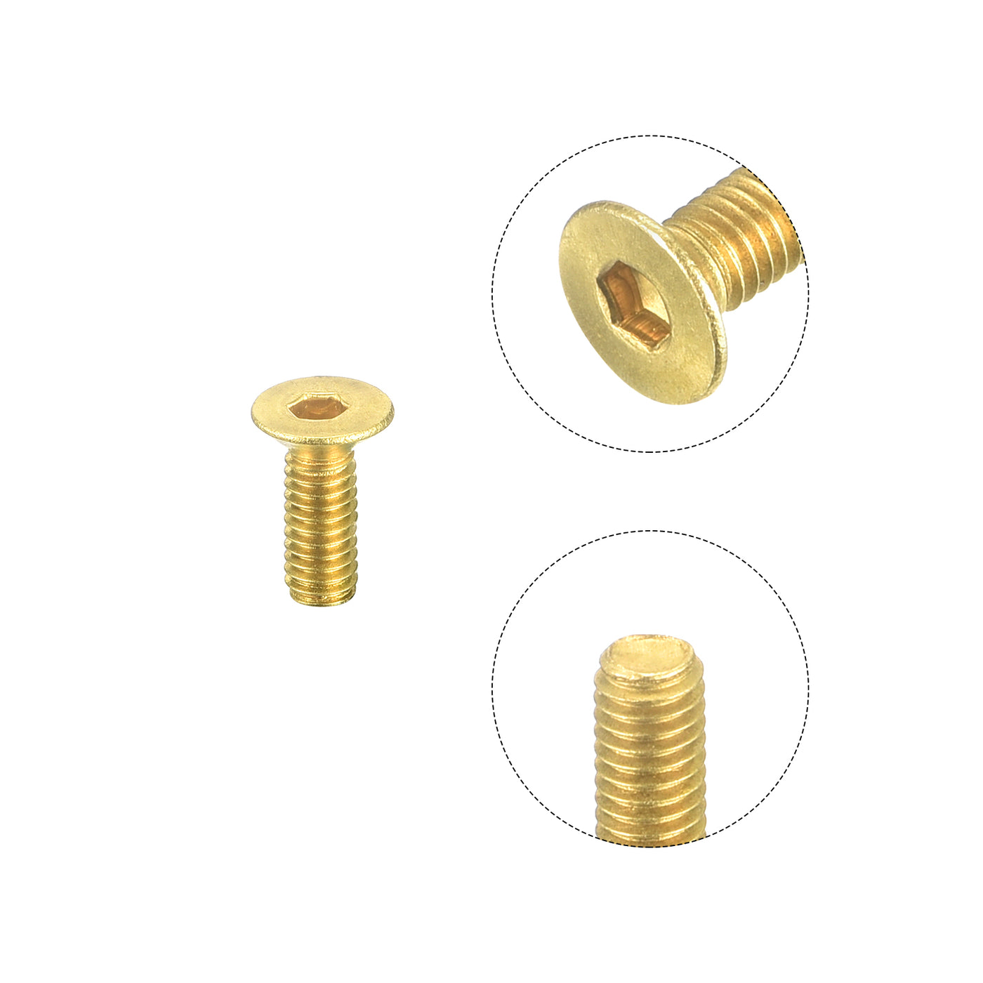 uxcell Uxcell Flat Head Socket Cap Screws, M3-0.5 x 8mm Brass Inner Hex Drive Fasteners Bolts 48Pcs