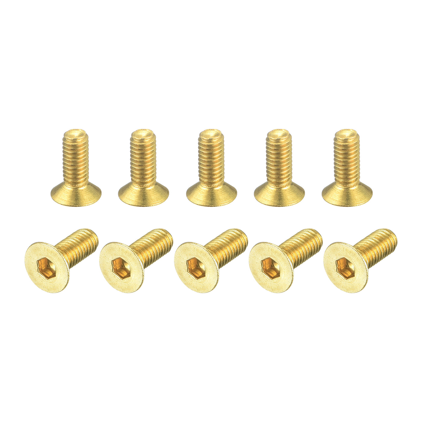 uxcell Uxcell Flat Head Socket Cap Screws, M3-0.5 x 8mm Brass Inner Hex Drive Fasteners Bolts 48Pcs