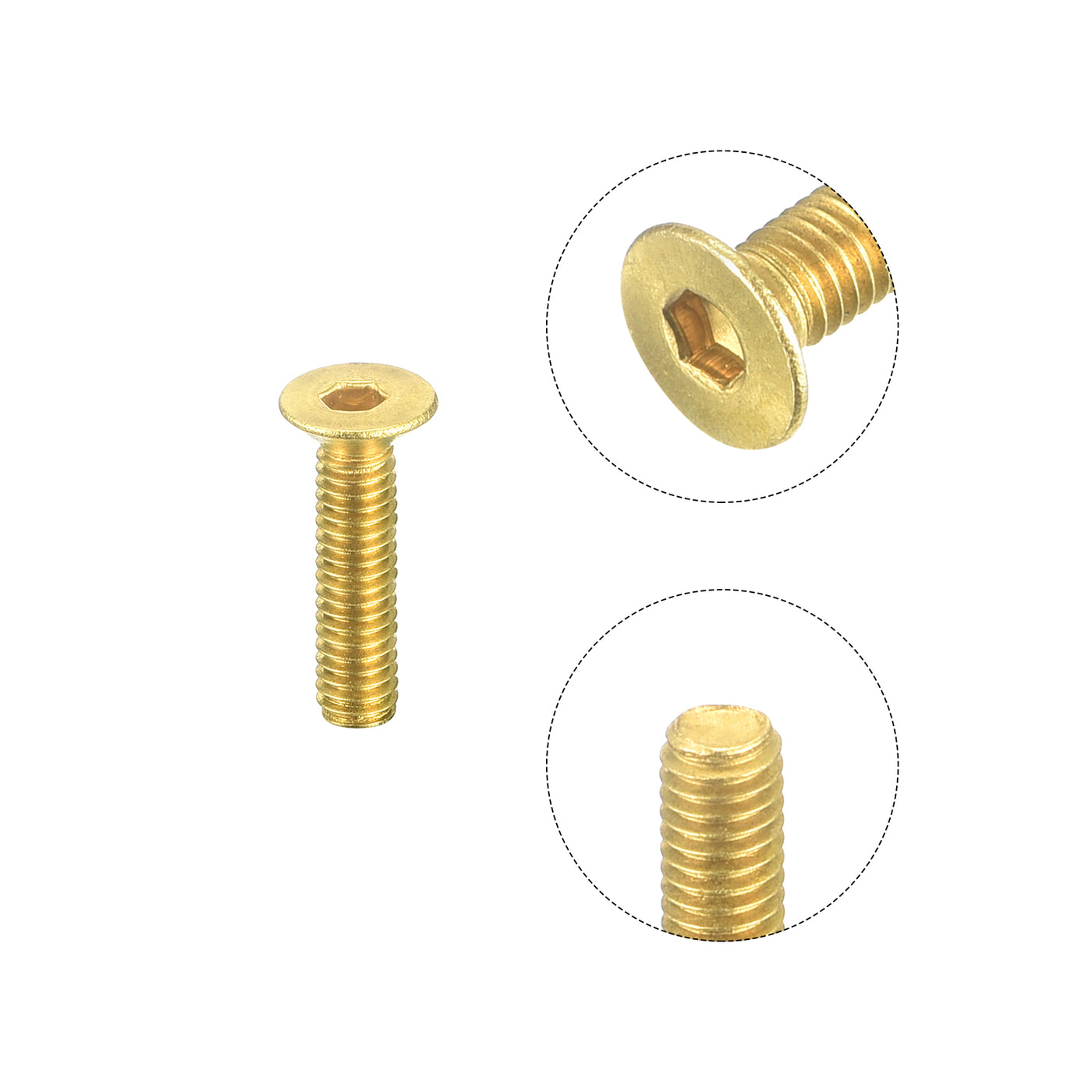 uxcell Uxcell Flat Head Socket Cap Screws, M3-0.5 x 12mm Brass Inner Hex Drive Fasteners Bolts 48Pcs