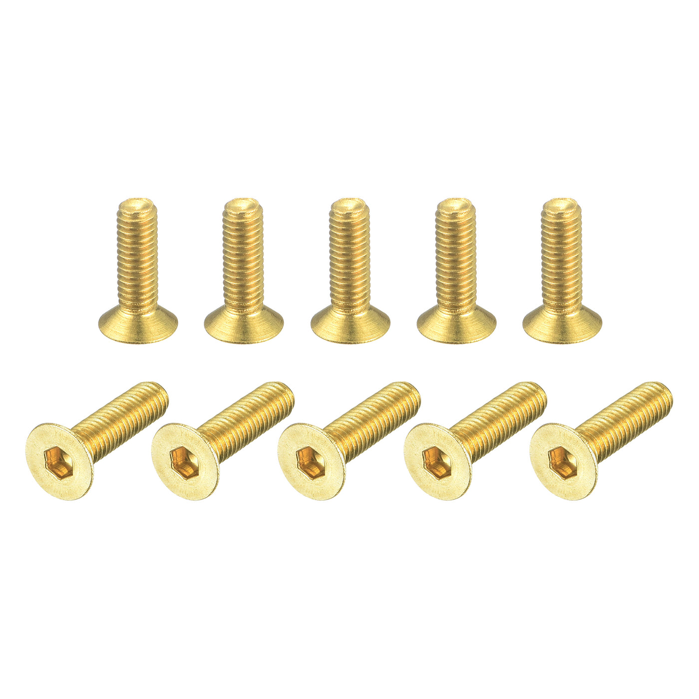 uxcell Uxcell Flat Head Socket Cap Screws, M3-0.5 x 12mm Brass Inner Hex Drive Fasteners Bolts 48Pcs