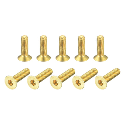 Harfington Uxcell Flat Head Socket Cap Screws, M3-0.5 x 12mm Brass Inner Hex Drive Fasteners Bolts 48Pcs