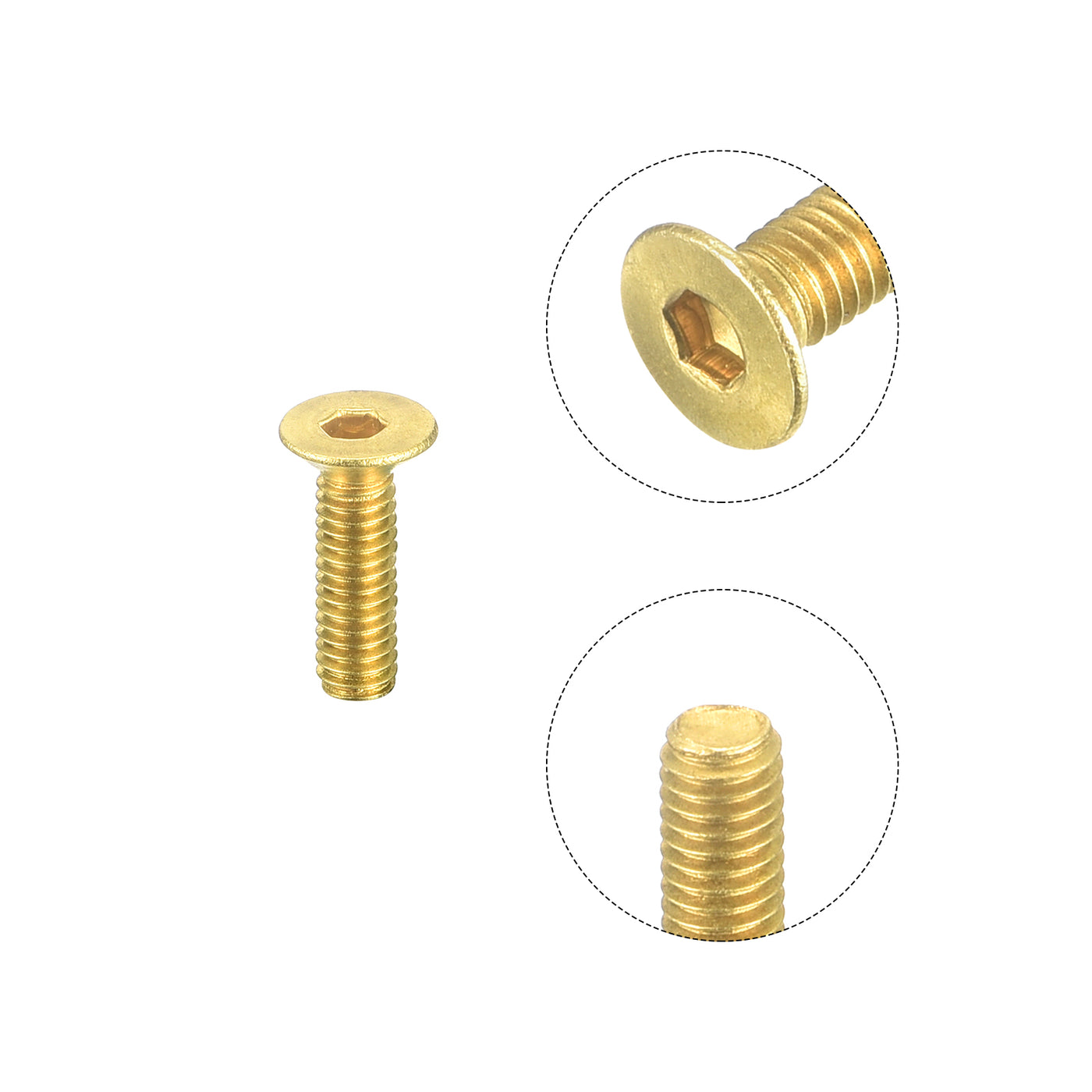 uxcell Uxcell Flat Head Socket Cap Screws, M3-0.5 x 10mm Brass Inner Hex Drive Fasteners Bolts 50Pcs