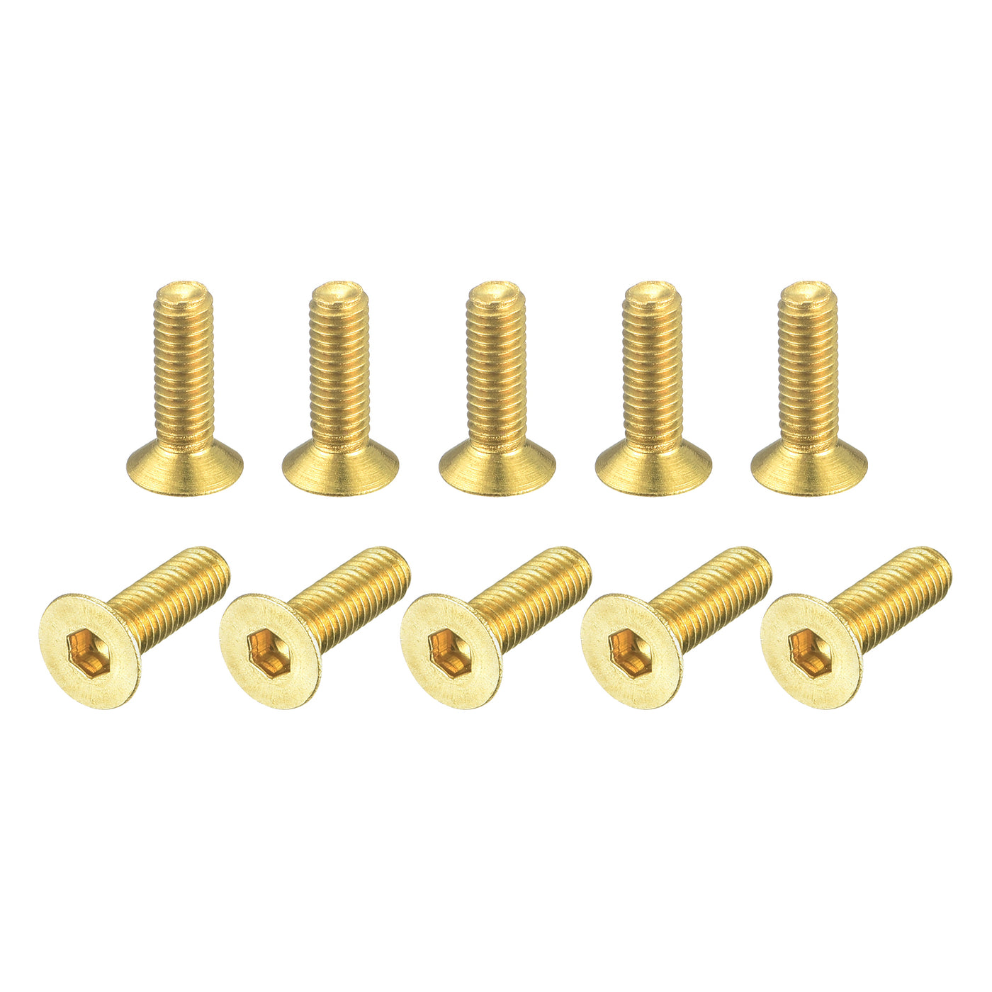 uxcell Uxcell Flat Head Socket Cap Screws, M3-0.5 x 10mm Brass Inner Hex Drive Fasteners Bolts 50Pcs