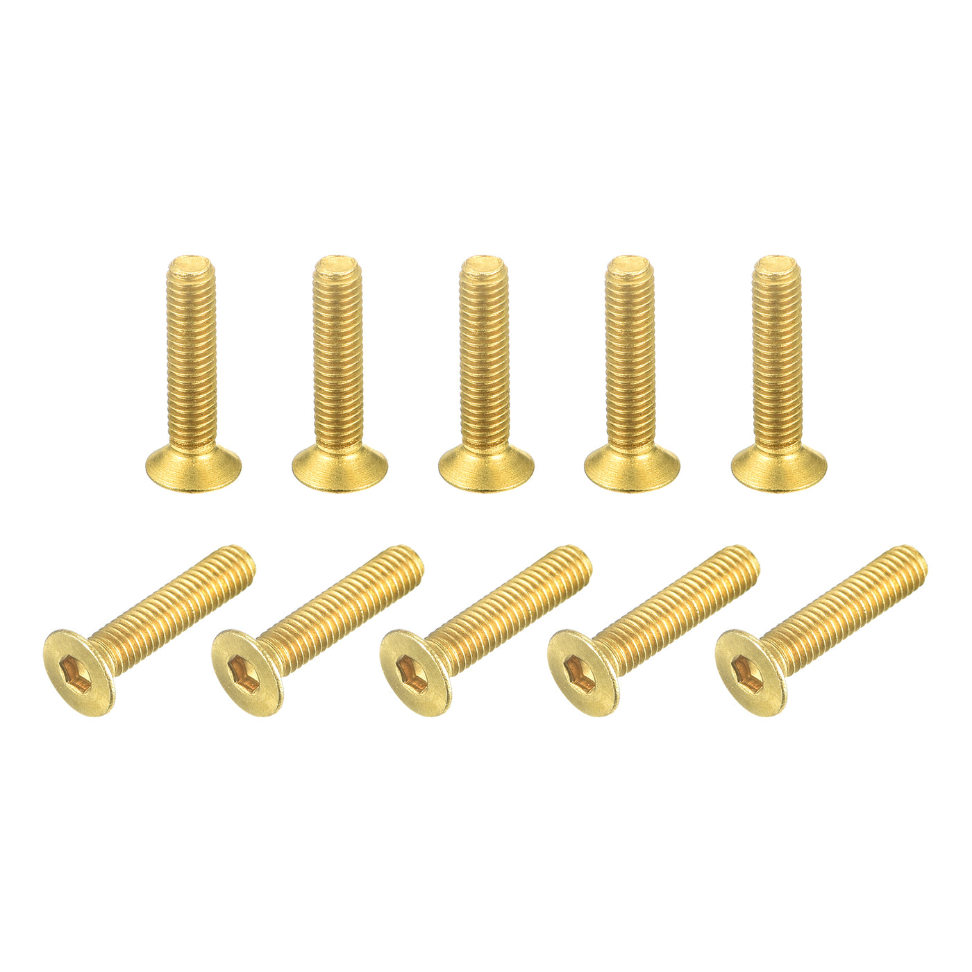 uxcell Uxcell Flat Head Socket Cap Screws, M3-0.5 x 14mm Brass Inner Hex Drive Fasteners Bolts 50Pcs