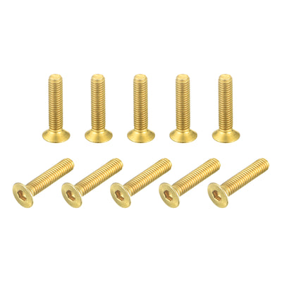 Harfington Uxcell Flat Head Socket Cap Screws, M3-0.5 x 14mm Brass Inner Hex Drive Fasteners Bolts 50Pcs