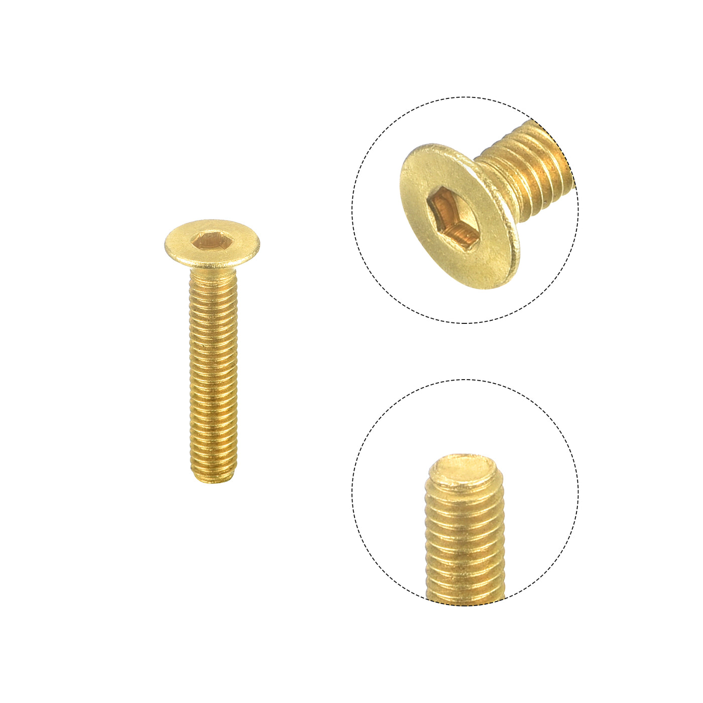 uxcell Uxcell Flat Head Socket Cap Screws, M3-0.5 x 16mm Brass Inner Hex Drive Fasteners Bolts 50Pcs