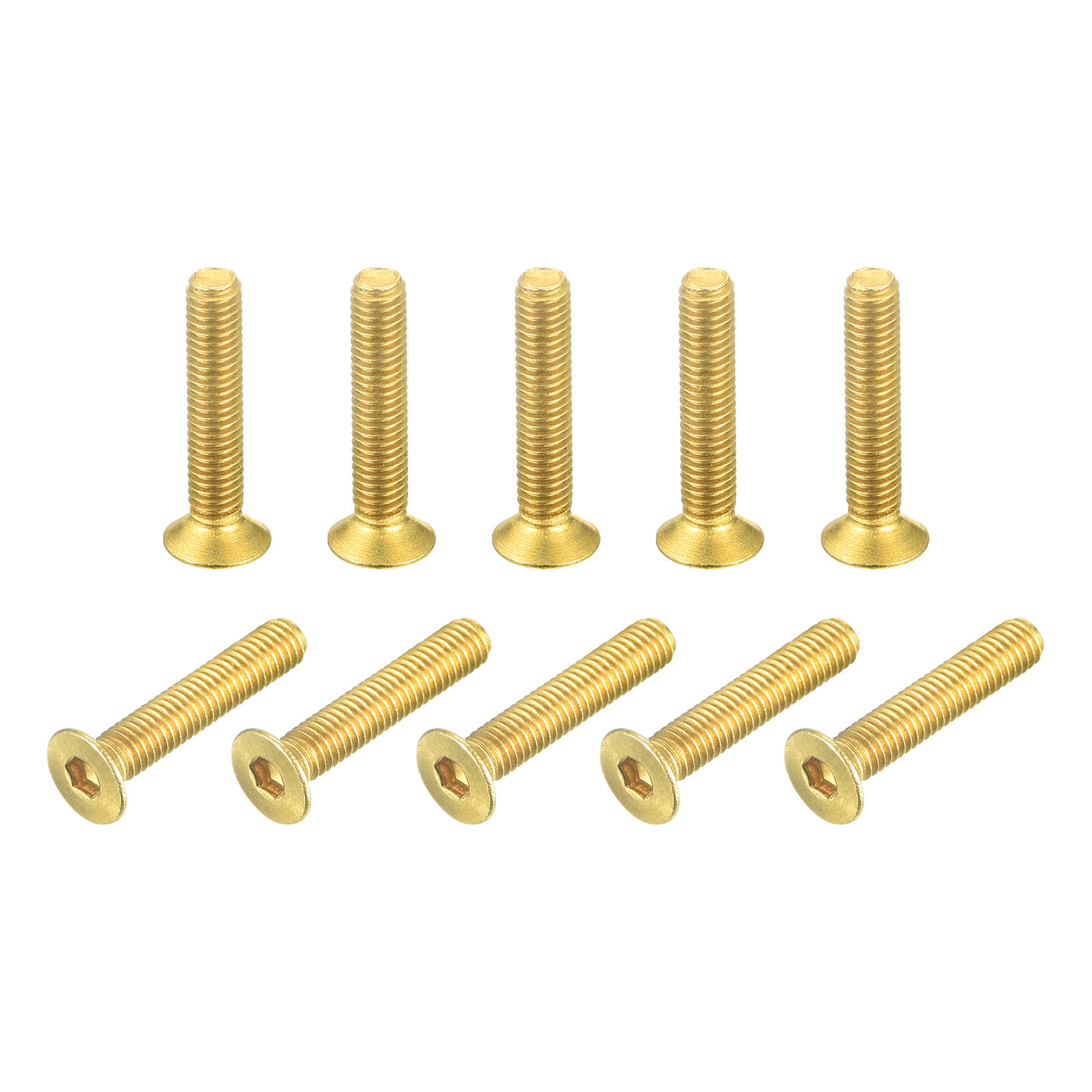 uxcell Uxcell Flat Head Socket Cap Screws, M3-0.5 x 16mm Brass Inner Hex Drive Fasteners Bolts 50Pcs