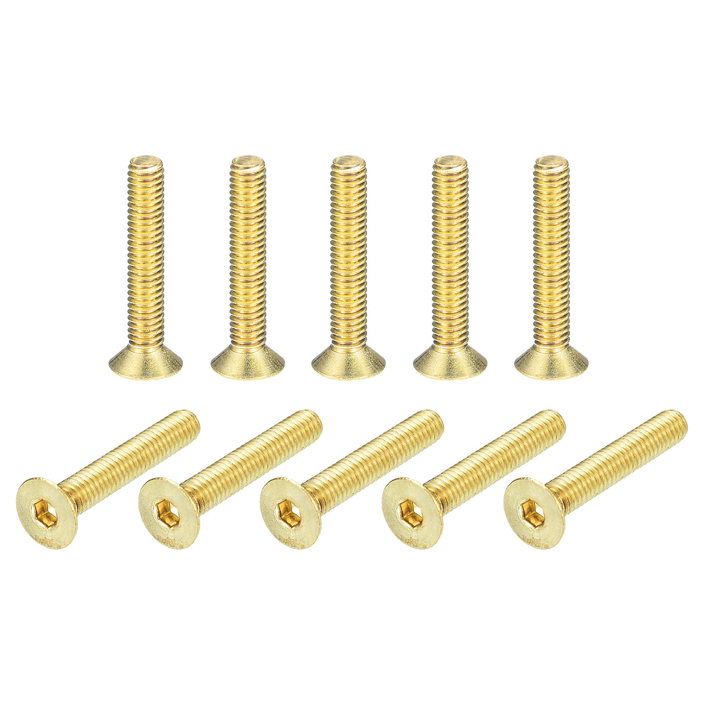 uxcell Uxcell Flat Head Socket Cap Screws, M4-0.7 x 20mm Brass Inner Hex Drive Fasteners Bolts 24Pcs