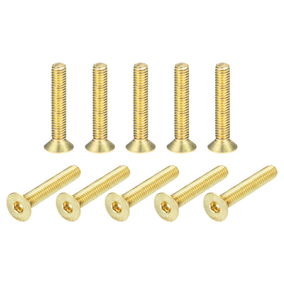 Harfington Uxcell Flat Head Socket Cap Screws, M4-0.7 x 20mm Brass Inner Hex Drive Fasteners Bolts 24Pcs