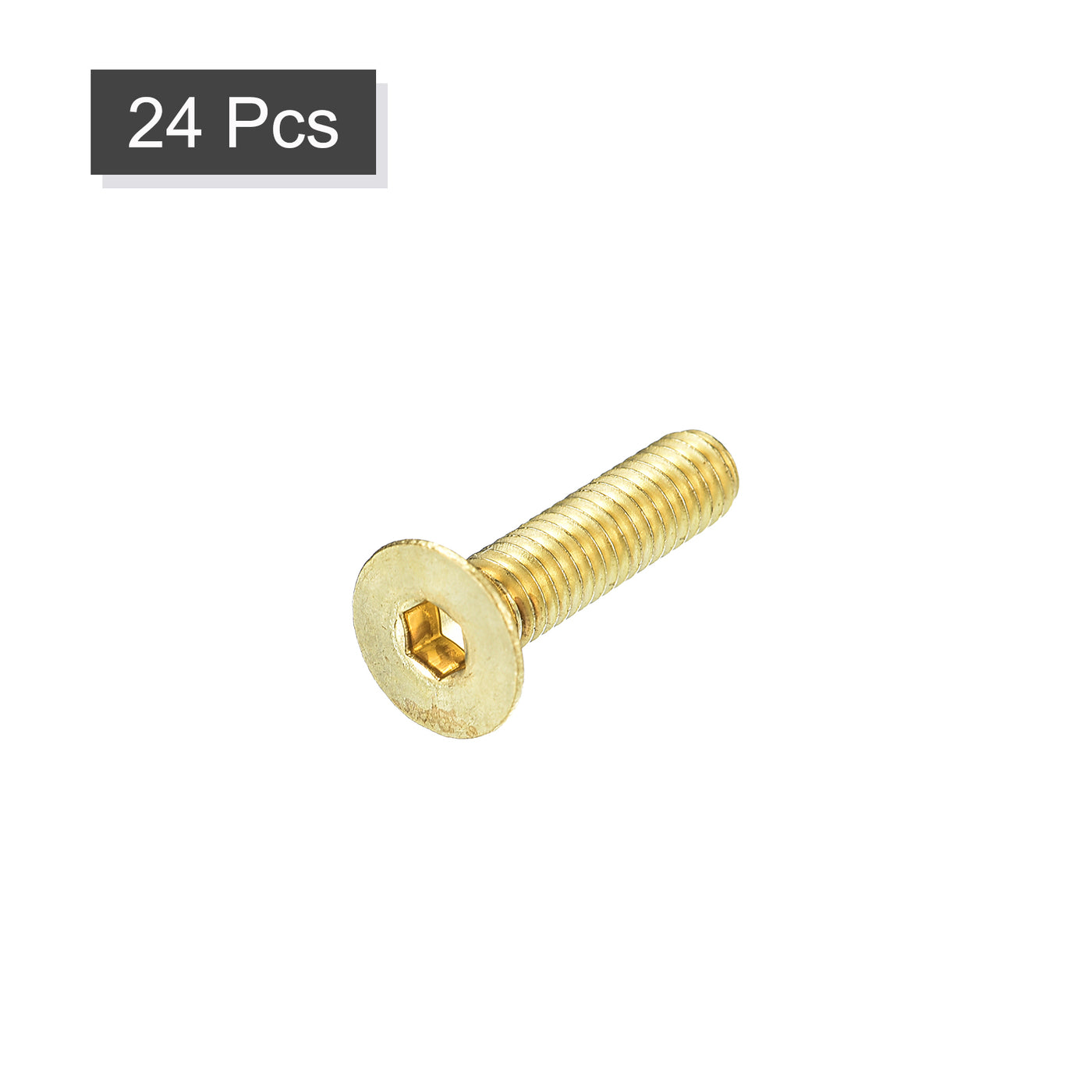 uxcell Uxcell Flat Head Socket Cap Screws, M4-0.7 x 16mm Brass Inner Hex Drive Fasteners Bolts 24Pcs