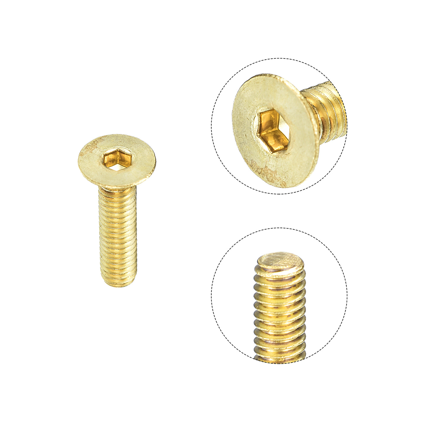 uxcell Uxcell Flat Head Socket Cap Screws, M4-0.7 x 16mm Brass Inner Hex Drive Fasteners Bolts 24Pcs