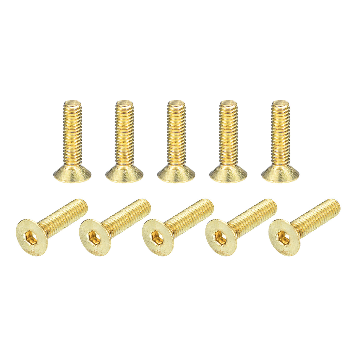 uxcell Uxcell Flat Head Socket Cap Screws, M4-0.7 x 16mm Brass Inner Hex Drive Fasteners Bolts 24Pcs