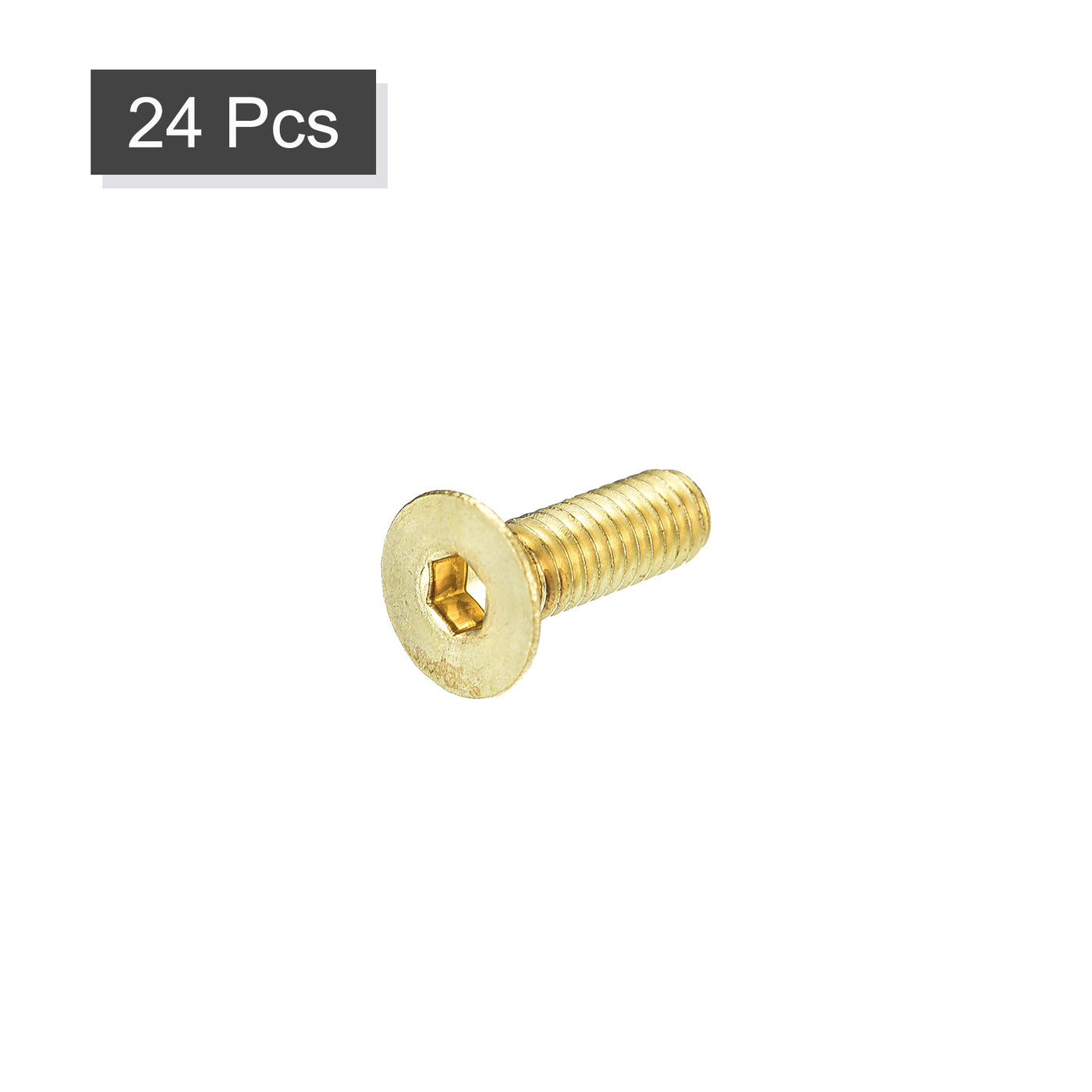 uxcell Uxcell Flat Head Socket Cap Screws, M4-0.7 x 12mm Brass Inner Hex Drive Fasteners Bolts 24Pcs