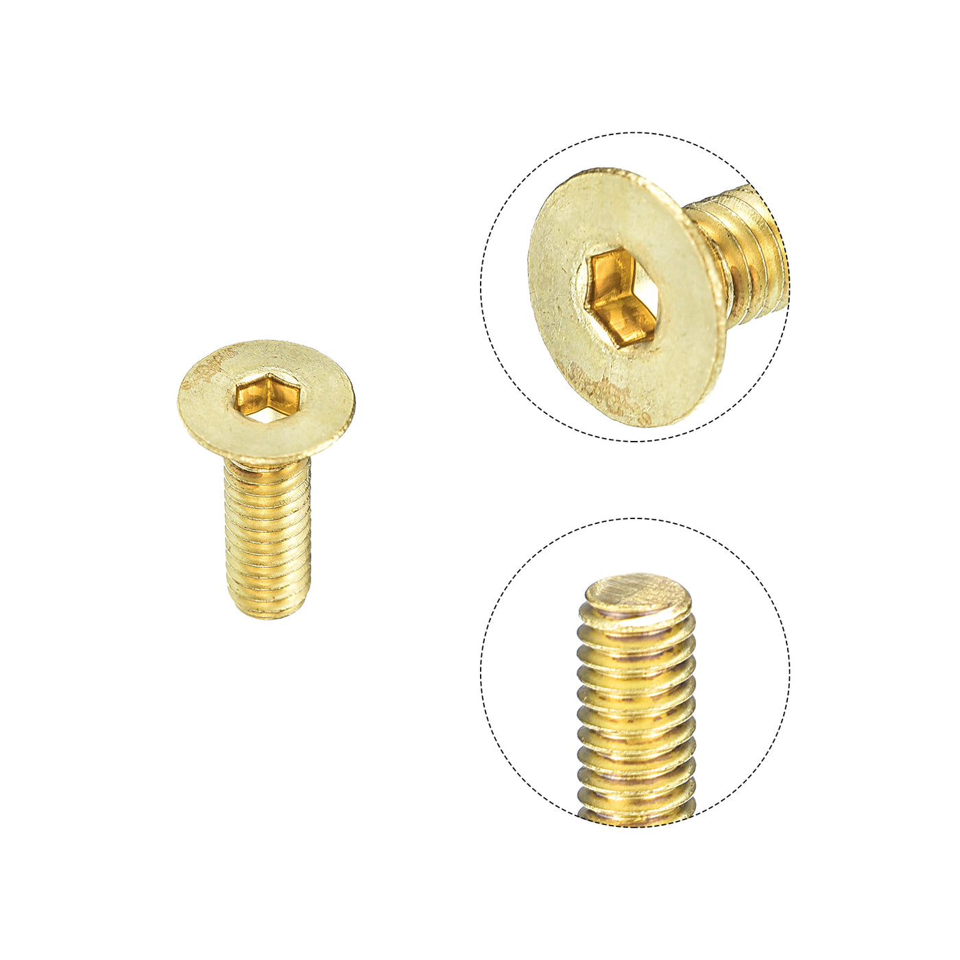 uxcell Uxcell Flat Head Socket Cap Screws, M4-0.7 x 12mm Brass Inner Hex Drive Fasteners Bolts 24Pcs