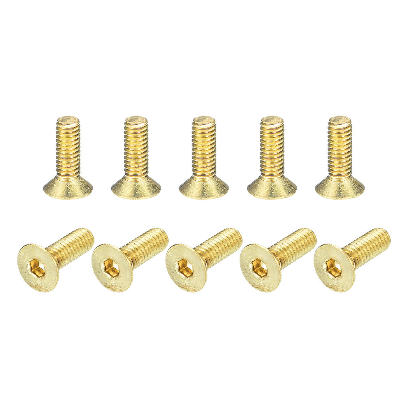 uxcell Uxcell Flat Head Socket Cap Screws, M4-0.7 x 12mm Brass Inner Hex Drive Fasteners Bolts 24Pcs