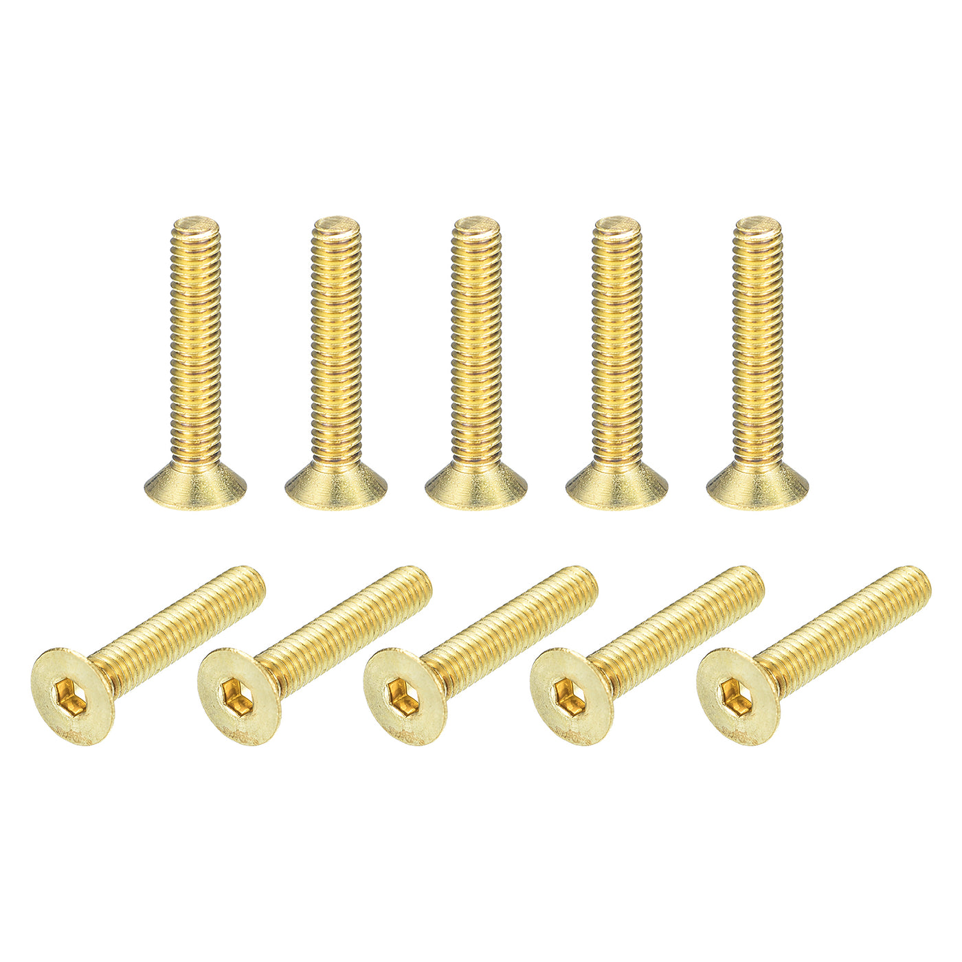 uxcell Uxcell Flat Head Socket Cap Screws, M4-0.7 x 18mm Brass Inner Hex Drive Fasteners Bolts 24Pcs