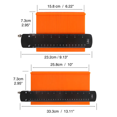 Harfington 6"&10"Metal Shape Finder Tool/Double-Head Contour Gauge with Lock