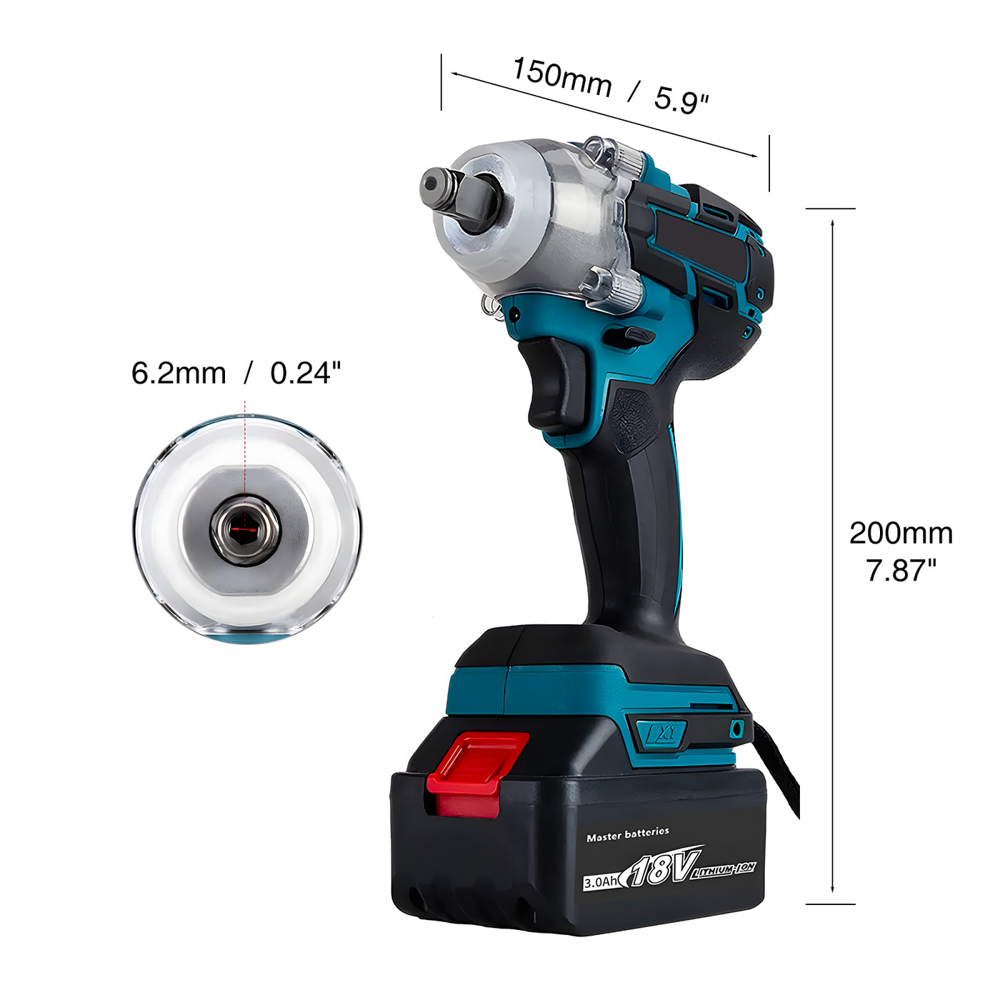 Harfington Brushless 18V 300N Rechargeable Single Impact Wrench Kit with 2 Batteries