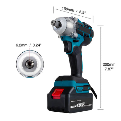 Harfington Brushless 18V 300N Rechargeable Single Impact Wrench Kit with 2 Batteries