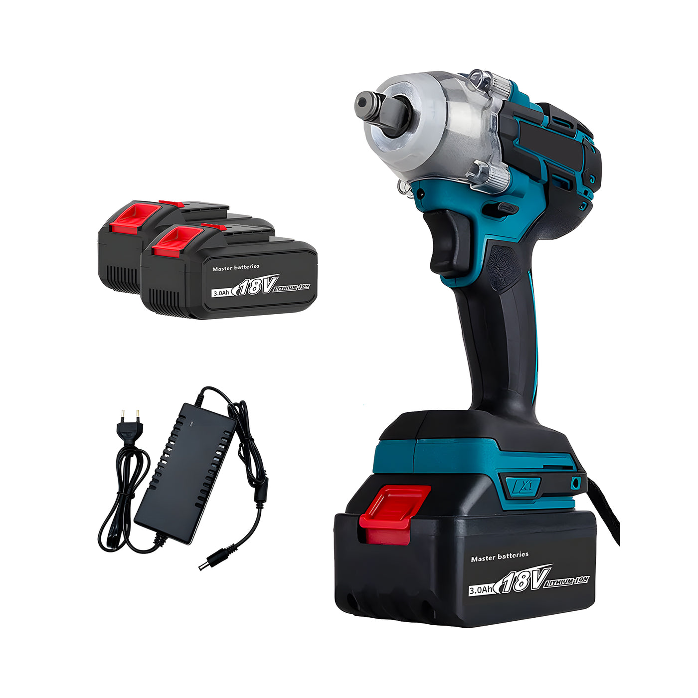 Harfington Brushless 18V 300N Rechargeable Single Impact Wrench Kit with 2 Batteries