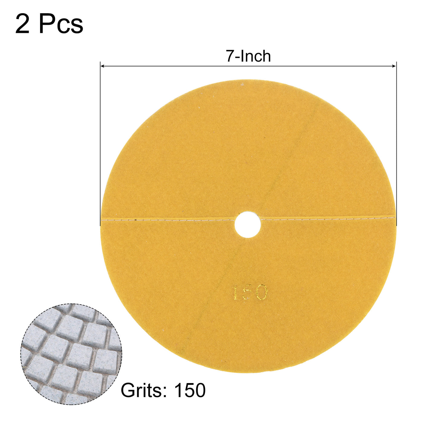 uxcell Uxcell 7-Inch 150 Grits Diamond Polishing Pad Wet/Dry for Stone Concrete Marble 2pcs