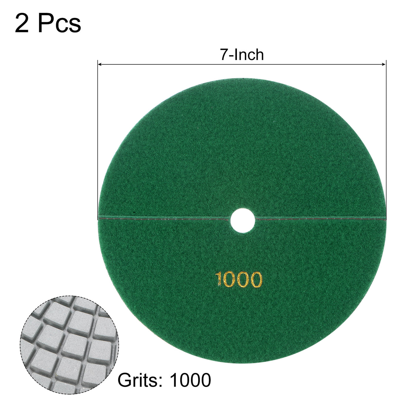 uxcell Uxcell 7-Inch 1000 Grits Diamond Polishing Pad Wet/Dry for Stone Concrete Marble 2pcs