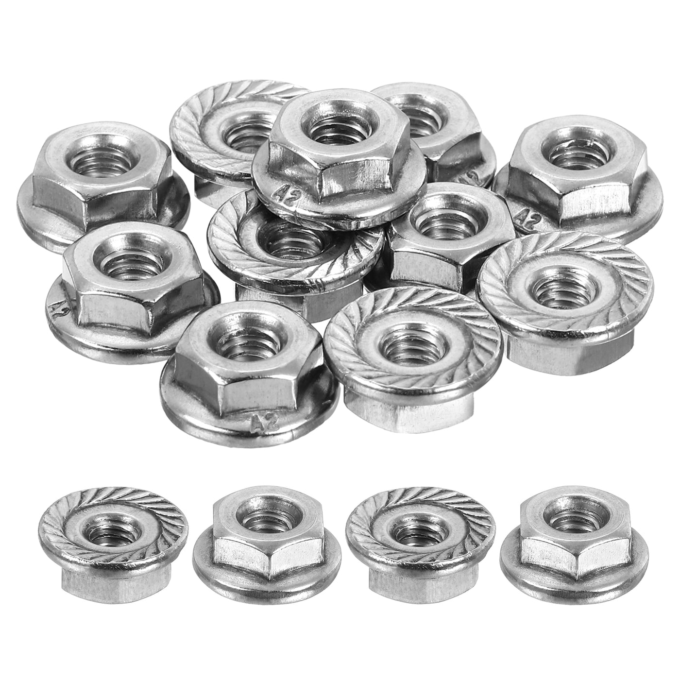 uxcell Uxcell #8-32 Serrated Flange Hex Lock Nuts, 20Pcs Hexagon Flange Nut, Silver