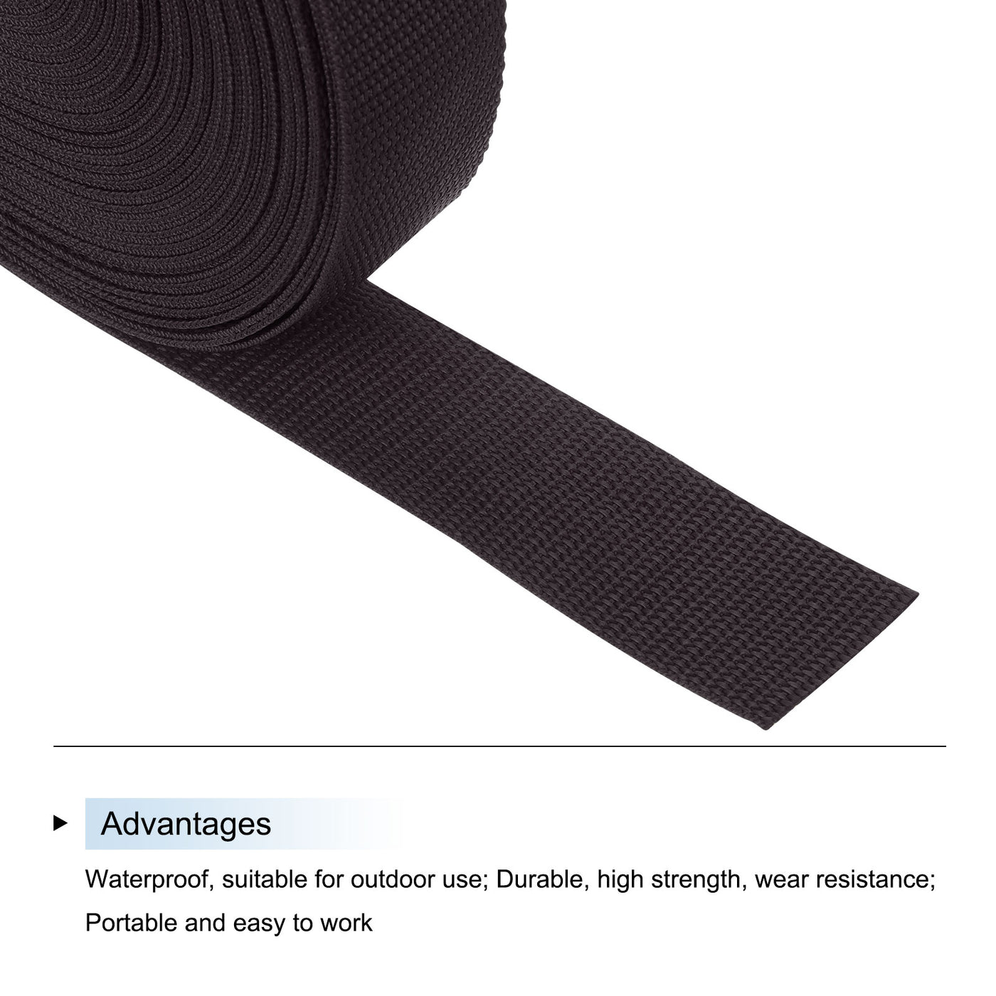 Harfington Lightweight Polypropylene Webbing Strap 1 1/2" 25 Yard Backpack Strapping Band Coffee for Outdoor Luggage Cargo Straps